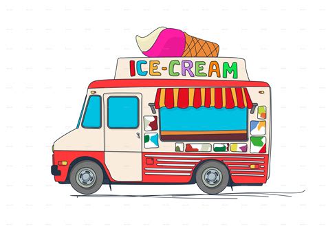 ice cream truck drawing  getdrawings