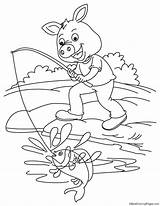 Pig Fishing Coloring sketch template