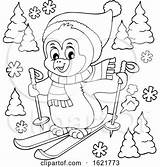 Penguin Skiing Christmas Visekart sketch template