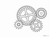 Gears Gear Drawing Steampunk Draw Cogs Mechanical Simple Tattoo Clip Outlines Drawn Inkscape Outline Drawings Doodle Work Vbs Hand Getdrawings sketch template