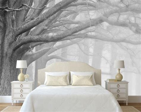beibehang  behang woonkamer slaapkamer muurschilderingen moderne zwart wit bos boom art tv