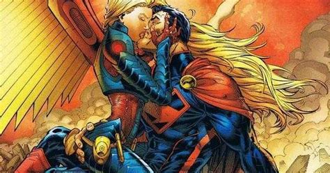 another supergirl flambird from ed benes the concept for why she is kissing superman escapes me