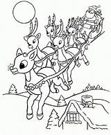 Reindeer Coloring Santa Pages Christmas Rudolph Printable Sleigh Kids Red Nosed Print Color Adults Baby Sheet Santas Colouring Sheets Claus sketch template