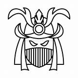 Samurai Mask Outline Japanese Vector Icon Style Illustration Stock Drawing Isolated Background Royalty Getdrawings sketch template
