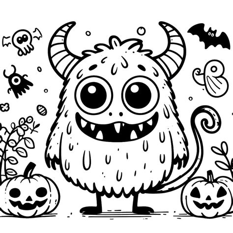 adorable halloween monster coloring page  print  color