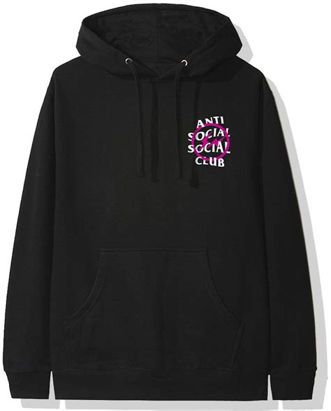 anti social social club  fragment pink bolt hoodie fw black fw