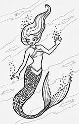 Coloring Pages Kids Mermaid Adult Scales Line Elfe Au Sheets Flower Cartoon Books Print Cute sketch template