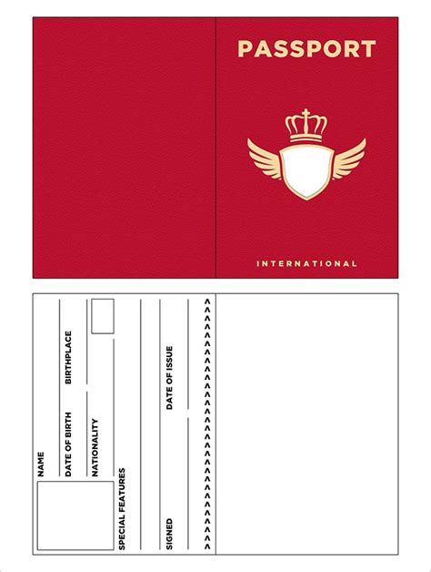 editable  printable passport template printable templates