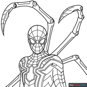 iron spider  avengers coloring page easy drawing guides