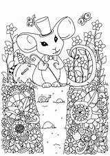 Coloring Mouse Pages Mouses Cute Magic Hat Adults Justcolor Printable Choose Board sketch template