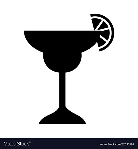 Margarita Cocktail Drink Icon Silhouette Style Vector Image