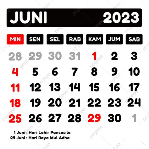 kalender indonesia  hari libur  bulan juni  kalender juni  png transparan