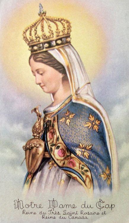 a vintage holy card from the shrine of notre dame du cap the french caption reads our lady of