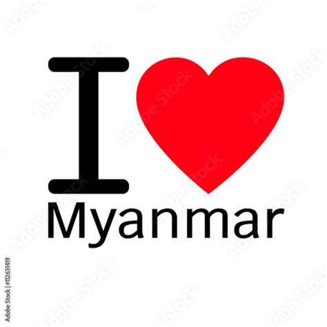 I Love Myanmar Lettering Illustration Design With Heart Sign Imágenes