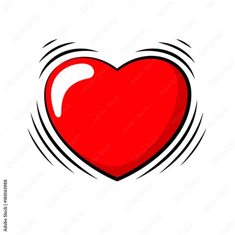 beating heart vector illustration   cartoon heart  shaking