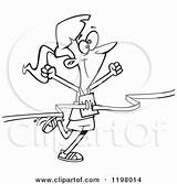 Finish Line Crossing Clipart Female Runner 10k Cartoon Outlined Toonaday Royalty Vector 2021 sketch template