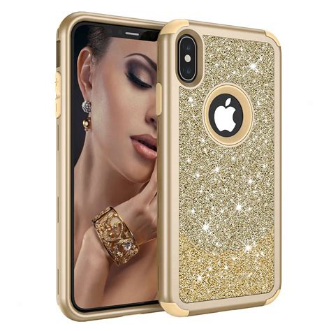 iphone  case girls iphone xs case glitter allytech  layers hybrid silicone rubber