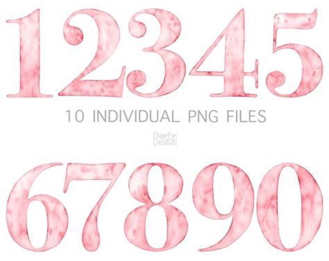 watercolor numbers clipart number clip art pink girls symbols etsy