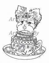 Yorkie Coloring Pages Etsy Dog Yorkshire Book sketch template