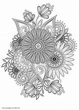 Coloring Pages Flower Adults Intricate Printable Flowers Adult Print Book Look Other sketch template