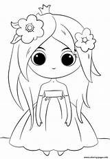Kawaii Coloring Cute Princess Pages Printable sketch template