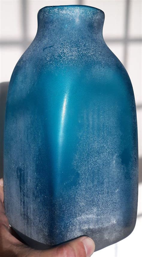 Teal Art Glass Vase Teal Vase Teal Blue Vase Handmade