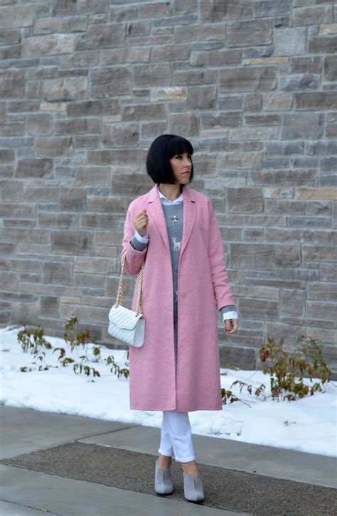how to wear a pink coat in winter