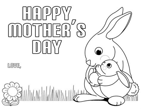 mother  day coloring pages happy mother  day bunn