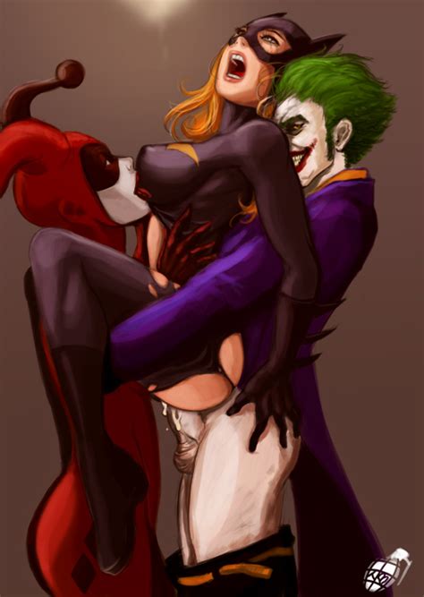 joker and harley quinn fuck batgirl gotham city group sex