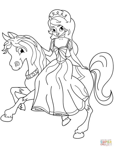 princess riding horse coloring page  printable coloring pages