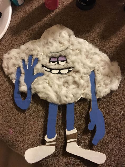 trolls cloud guy cardboard cutout cardboard  paint  cents cotton balls