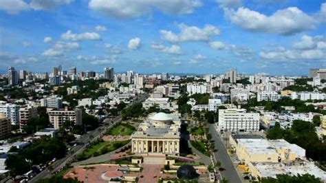 Aerial View Santo Domingo City Skyline Panorama Sky Clouds