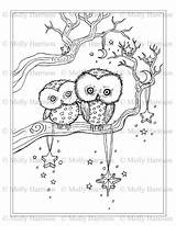 Owls Whimsical Drawing sketch template