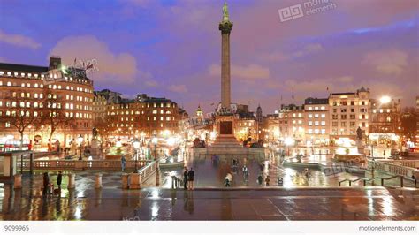 trafalgar square london amazing night time lapse stock video footage