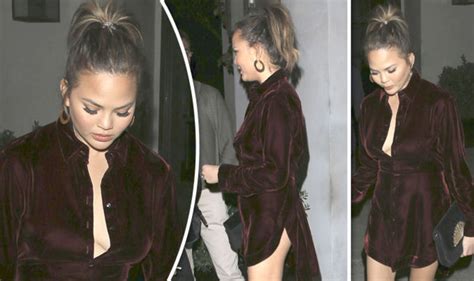 Chrissy Teigen Flashes Bottom And Major Cleavage As She Goes Braless In