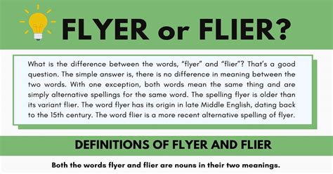 flyer  flier whats  difference  flyer  flier esl