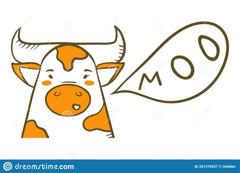 Cartoon Cute Cow Say Moo Stock Vector Illustration Of Farm 201378427