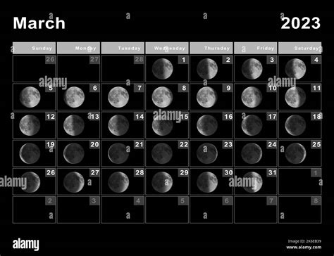 march  lunar calendar moon cycles moon phases stock photo alamy