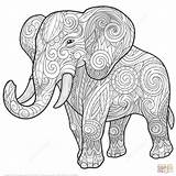 Coloring Zentangle Mandala Elephant Pages Printable Animal Ethnic Adult Adults Animals Elefante Mandalas Colouring Color Supercoloring Lion Colorear Getdrawings Para sketch template