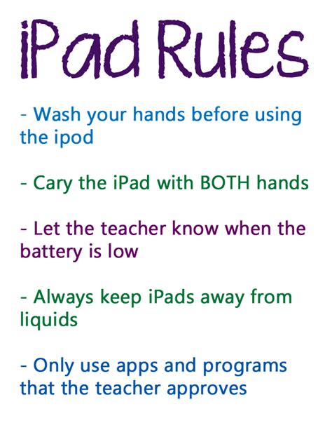 bartrams classroom ipad rules