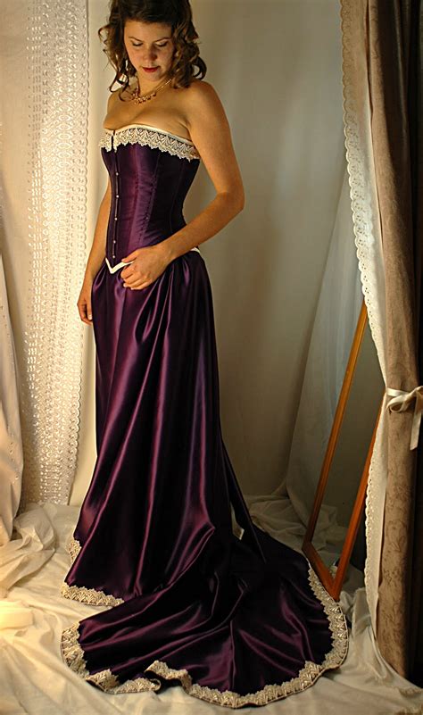Cadbury Purple And Antiqued Ivory Corset Gown Bound By Obsession
