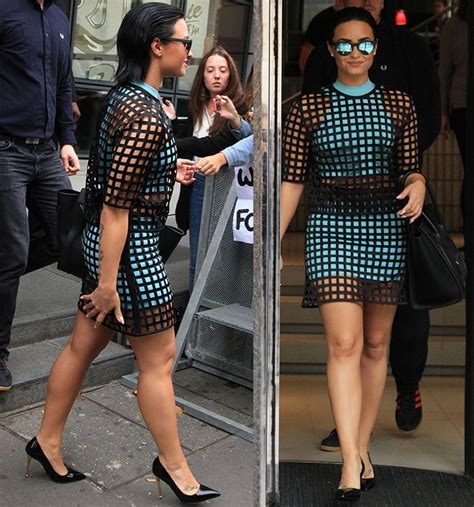 demi lovato oozes confidence in edgy caged dress and tom