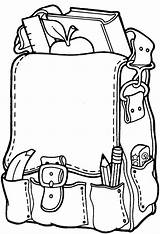 Supplies School Cliparts Coloring Pages Backpack sketch template
