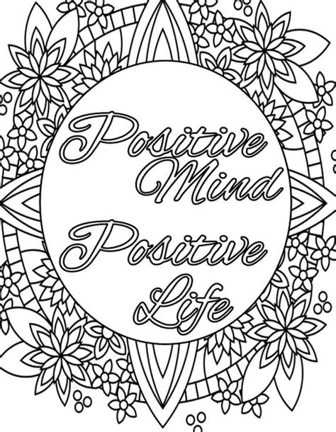 inspirational quote coloring page  print  color adult