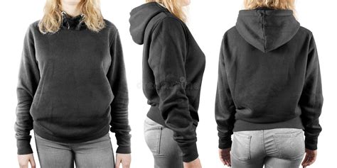 blank black sweatshirt mock  set isolated front   side view stock photo image