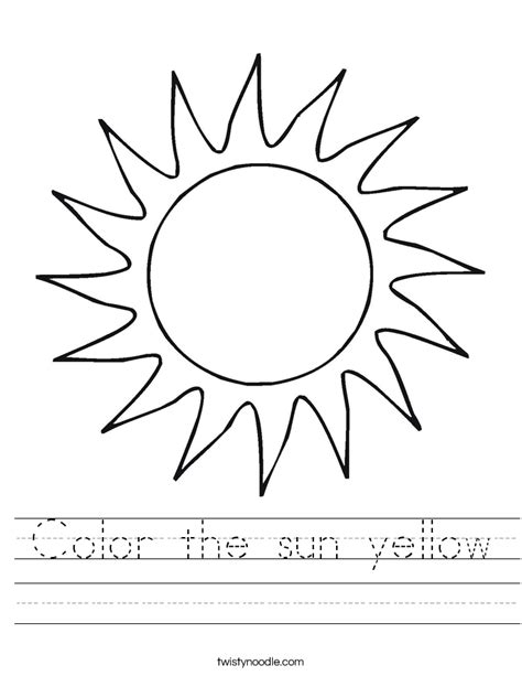 color  sun yellow worksheet twisty noodle