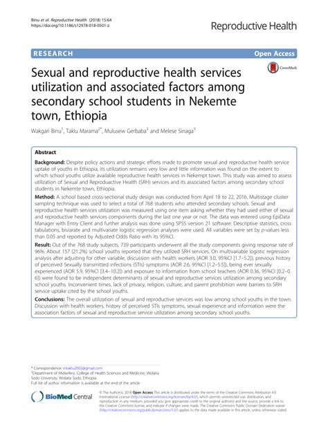 pdf sexual and reproductive health services utilization