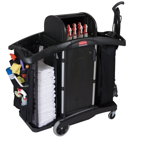 housekeeping cart setup rubbermaid  microfiber janitor cart