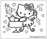 Tea Kitty Hello Party Pages Coloring Color sketch template