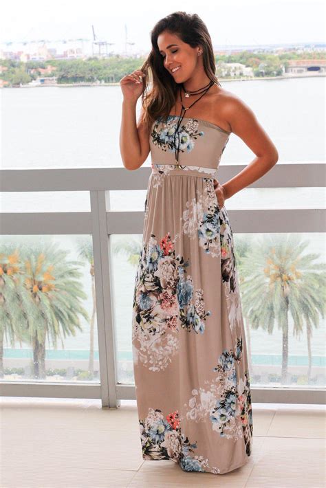 Stone Floral Strapless Maxi Dress Maxi Dresses Saved By The Dress
